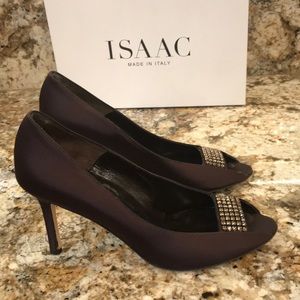 Isaac Mizrahi Brown Satin Peep toe Pumps